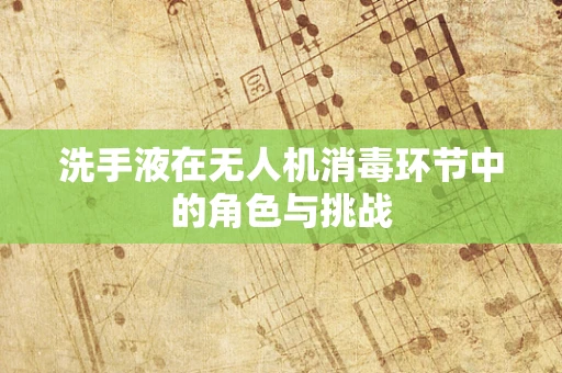 洗手液在无人机消毒环节中的角色与挑战