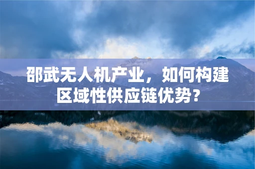 邵武无人机产业，如何构建区域性供应链优势？