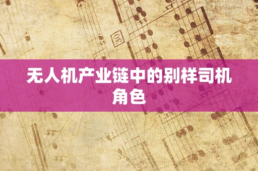 无人机产业链中的别样司机角色
